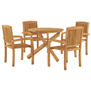 Set da Pranzo per Giardino 5 pz in Legno Massello di Teak cod mxl 39776