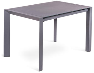 Tavolo Allungabile 122/182x80x76 cm in Metallo con Top in Vetro Grigio