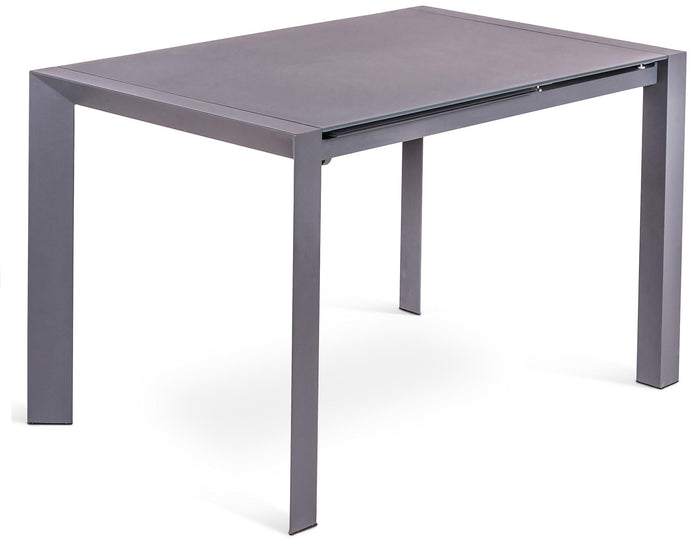 Tavolo Allungabile 122/182x80x76 cm in Metallo con Top in Vetro Grigio