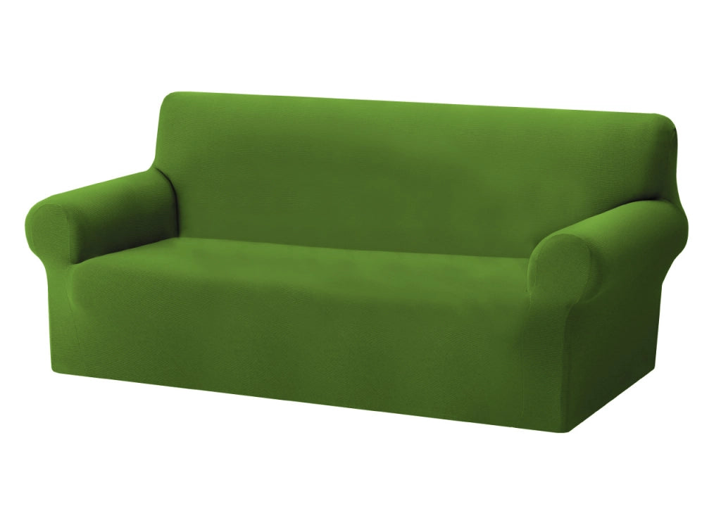 Copridivano Copriseduta Sofà Elasticizzato Tinta Unita Smile Tessuto Millerighe - 3 Posti - Verde