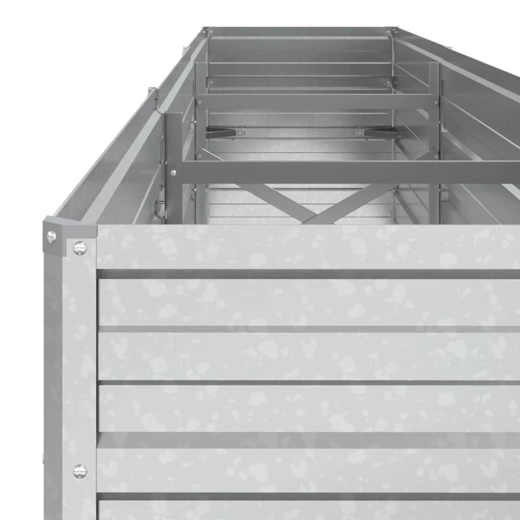 Fioriera rialzata per piante fiori patio giardino 240 x 40 x 45 cm acciaio zincato argento 02_0039409