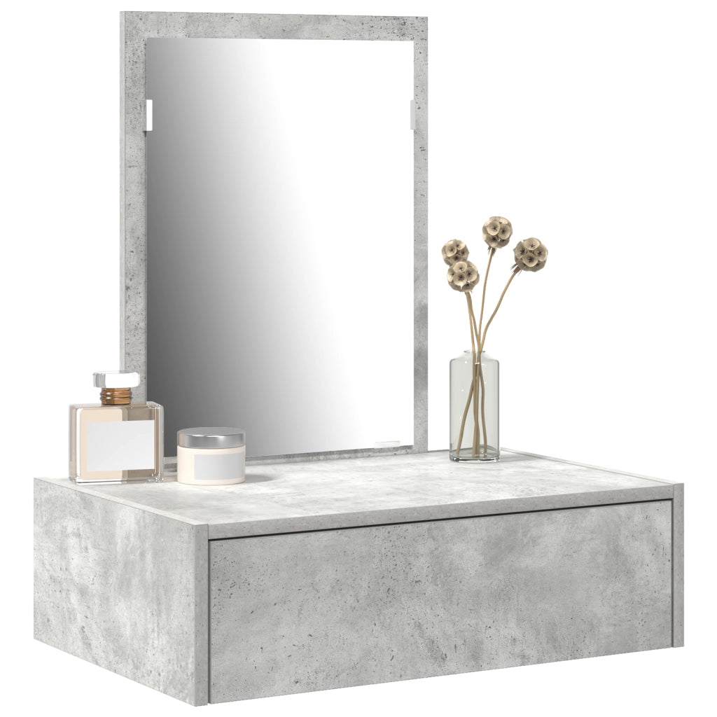 Tavolo da Toeletta a Muro Grigio Cemento 60x40x70 cm