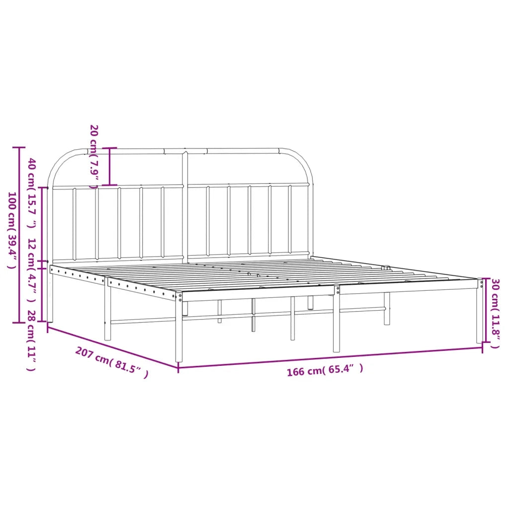 Letto matrimoniale | Letto per adulti | Giroletto con Testiera Metallo Bianco 160x200 cm