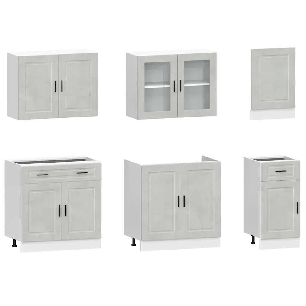 Set Mobili da Cucina 7 pz Kalmar Grigio Cemento in Truciolato 3314755