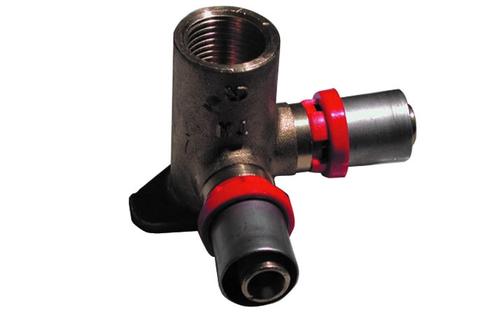 RACCORDO PRESS CURVO FEMMINA CON FLANGIA DOPPIA  PER MULTISTRATO- 1/2 x 20- TIEMM- pezzi 1