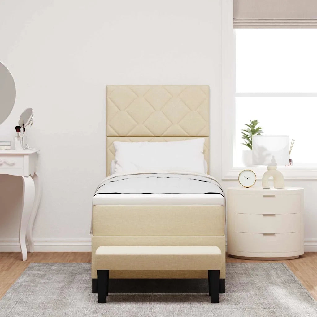 Letto a molle con materasso Crema 80 x 200 cm Tessuto
