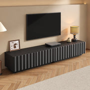 Mobile TV, motivo ondulato, cassetti con apertura a pressione, stile minimalista, nero