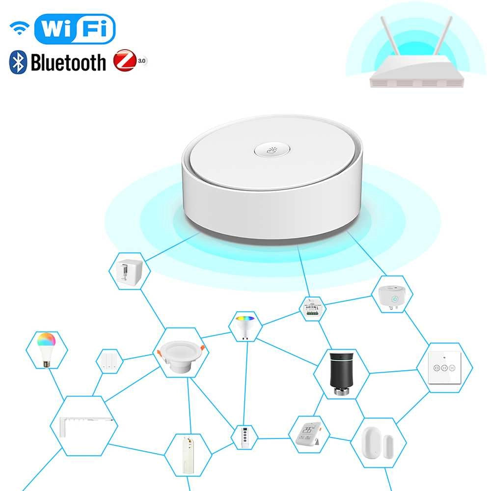 Gateway ZigBee 3.0 + Bluetooth BLE Mesh + Allarme, Smart Life, 1A, 5V, 92X92X40mm, IP20, SHZ3302