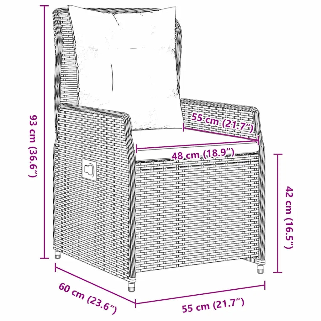 Set da Pranzo per Giardino 3 pcs Marrone polyrattan 3380946