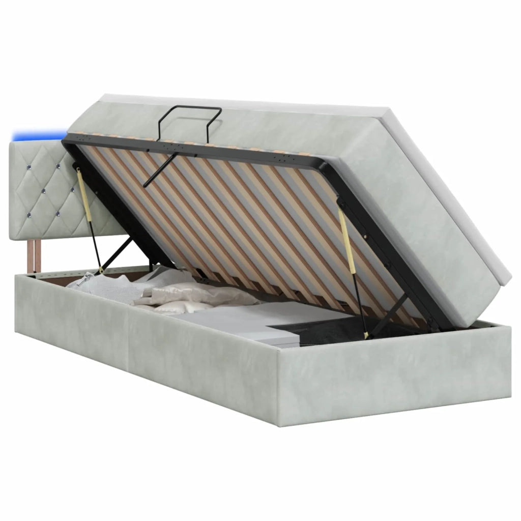 Letto con contenitore LED e materasso Grigio Chiaro 3459168