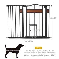 Cancelletto per Cani di Taglia Media e Piccola con Chiusura Automatica, 74-105x76.2 cm, Nero