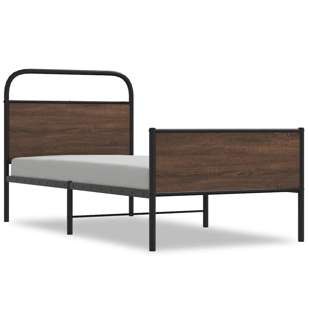 Giroletto senza Materasso-Struttura Letto Rovere Marrone 100x190 cm Truciolato 934226