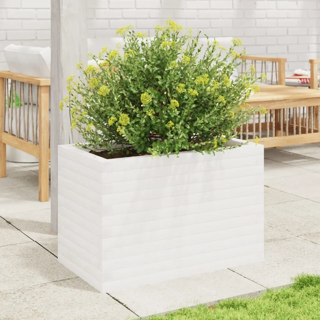 Fioriera da Giardino Bianca 70x40x45,5cm Legno Massello di Pino 847264