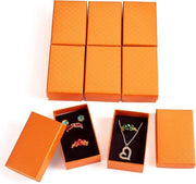 Set di 12 Scatole di Cartone per Gioielli - Kraft con Stampo a Reticolo e Spongia - Ideale per Imballaggio - Marrone Saddle