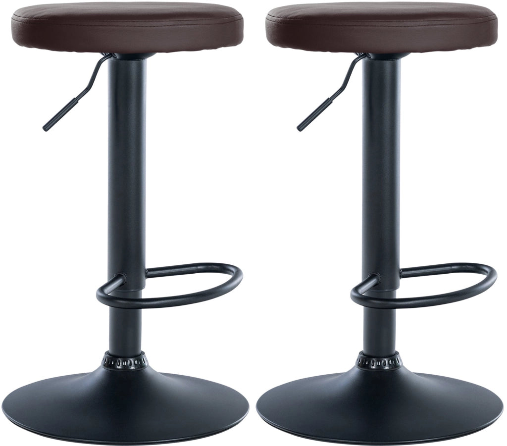 Set di 2 sgabelli da bar Ponte in similpelle marrone,Metallo nero opaco