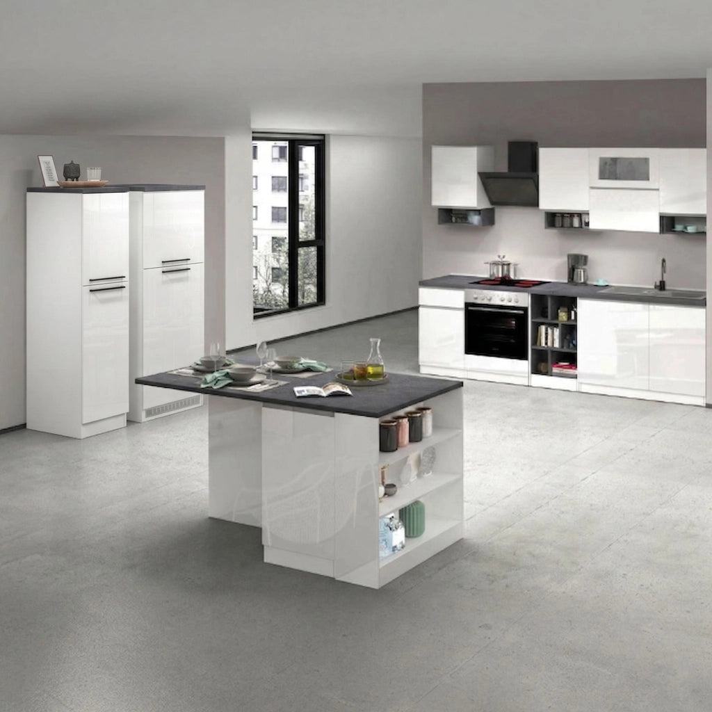 Cucinino Balme, Cucina Modulabile, Elettrodomestici non inclusi, Made in Italy, Bianco Lucido