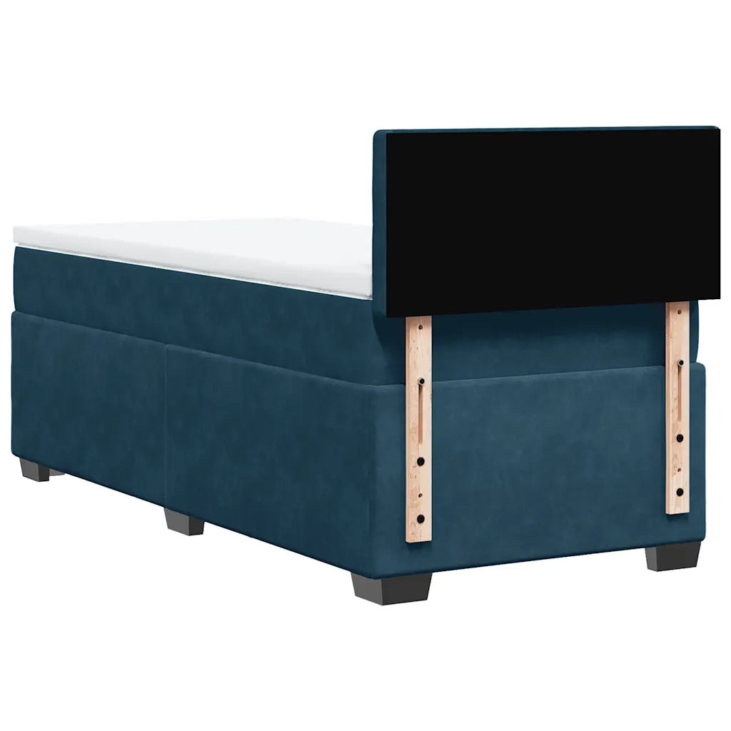 Giroletto a Molle con Materasso Blu Scuro 90x200 cm in Velluto