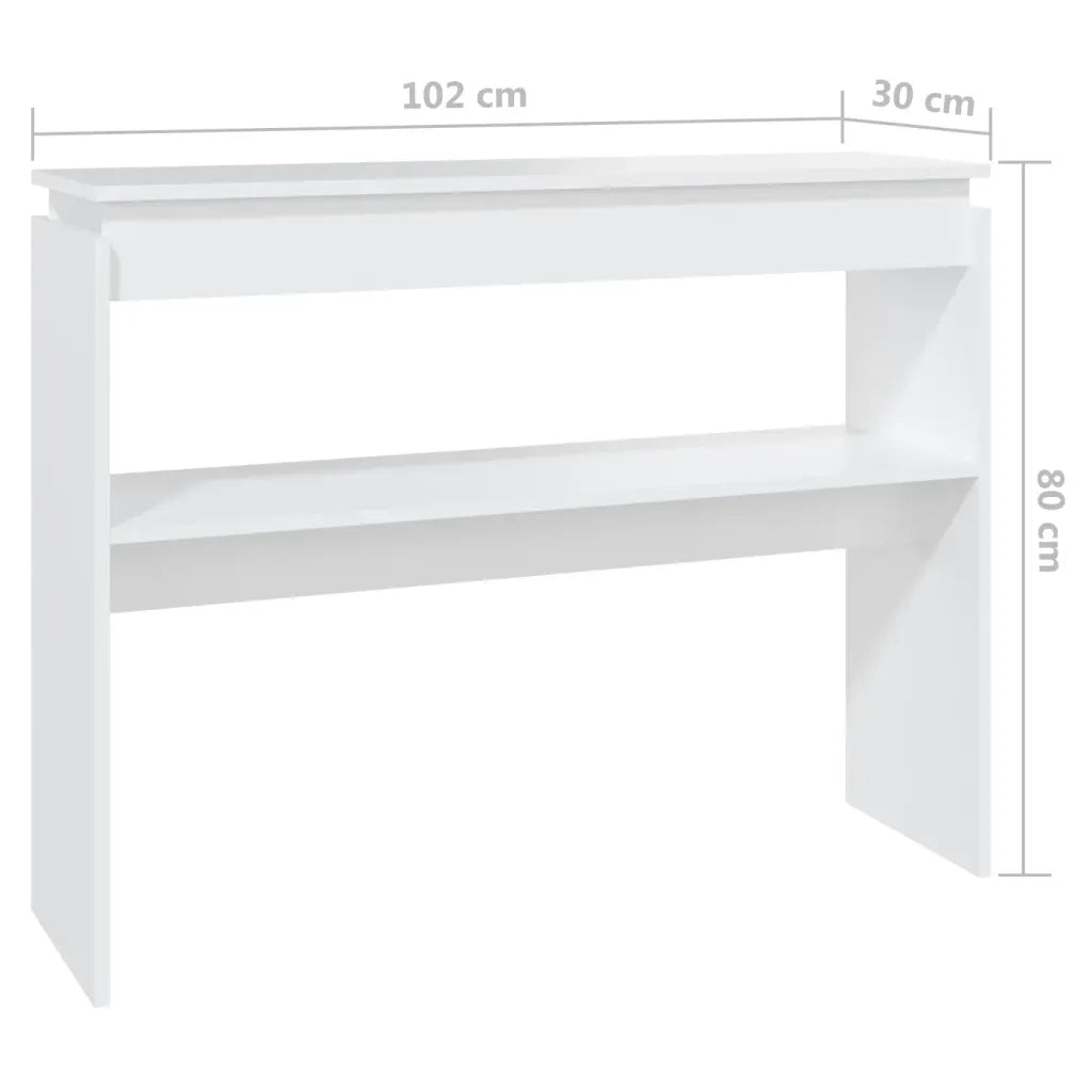 Tavolino Consolle Bianco 102x30x80 cm in Legno Multistrato 808323