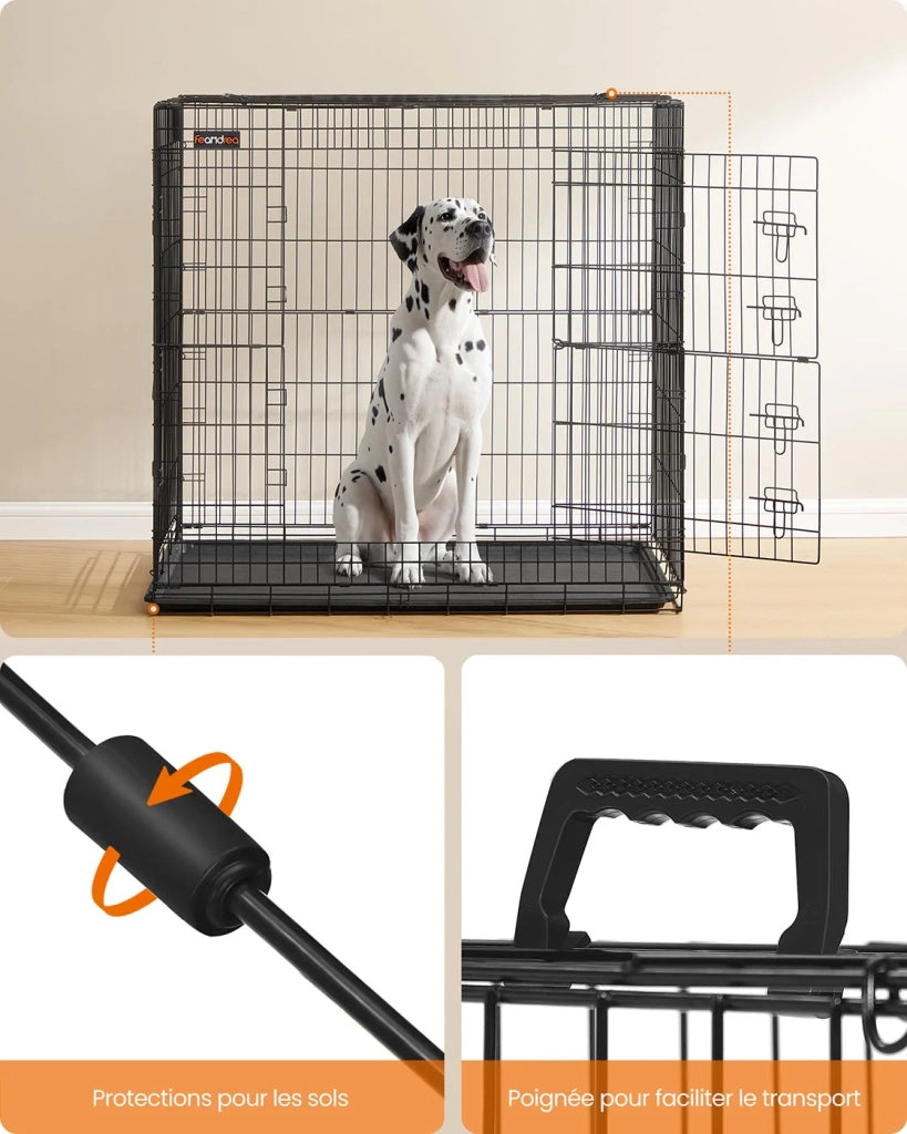 Trasportino per cani portatile e pieghevole con due porte maniglie e vassoio taglia XL 91 x 56 x 64 cm nero 12_0004782