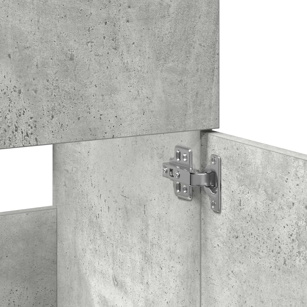 Mobile da Bagno con Specchio Grigio Cemento Legno Multistrato 856380