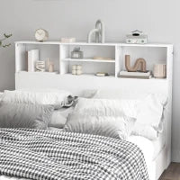Testiera Letto con 4 Scomparti Aperti, 140 x 19 x 103,5 cm, Bianco