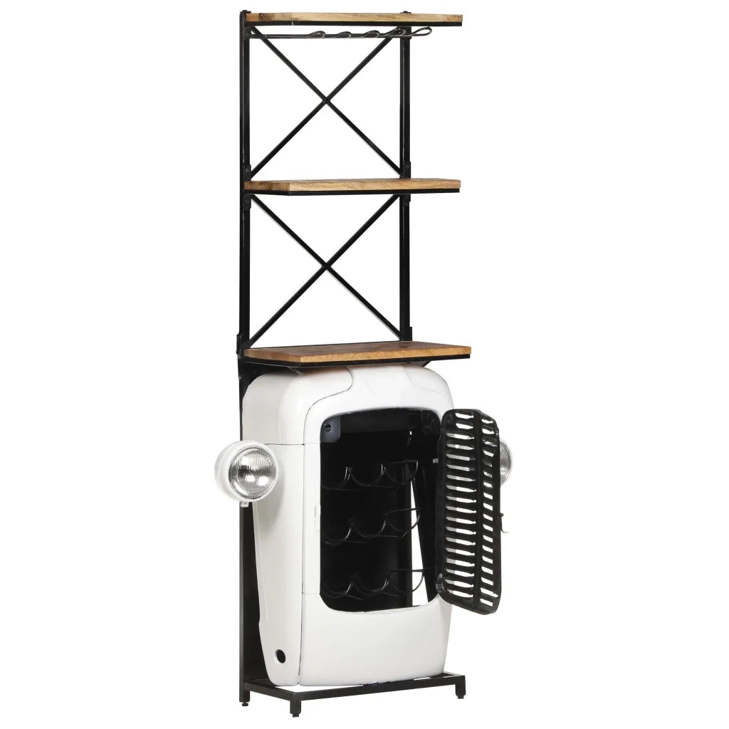 Cantinetta per Vini a Trattore Bianca 49x31x172 cm Mango Grezzo 320487