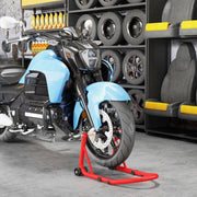 Cavalletto per moto anteriore/posteriore in acciaio, portata 544 kg, regolabile, rosso