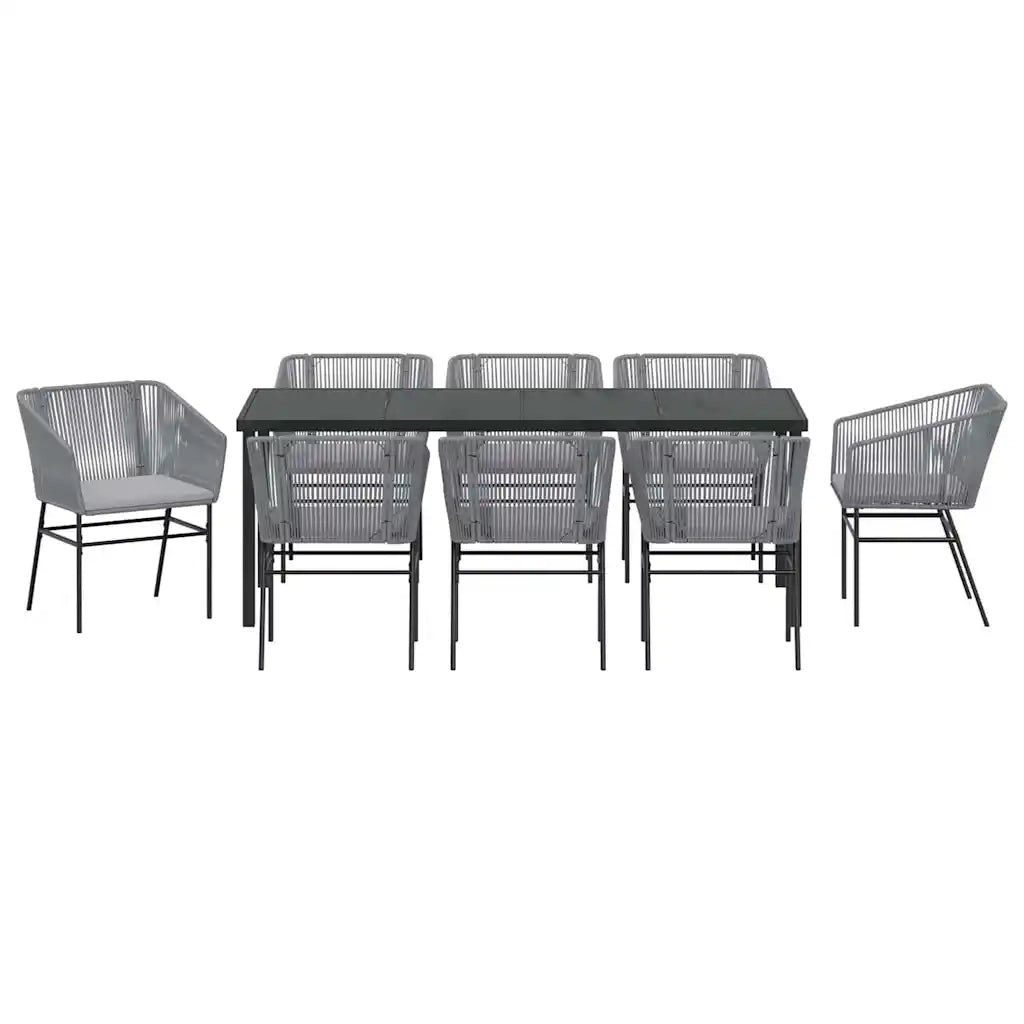 Set da Pranzo per Giardino con cuscino 9 pcs Grigio 3380938