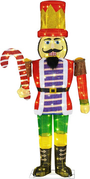 Soldato Schiaccianoci Luminoso da 170 cm, Decorazione Natalizia 3D Pre-illuminata con 110 Luci LED, Soldato di Natale Gigante per Interno ed Esterno, per Giardino e Prato (Modello 4)
