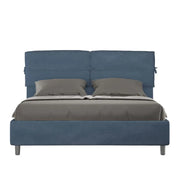 Letto matrimoniale senza rete imbottito 160x210 microfibra blu Nandy