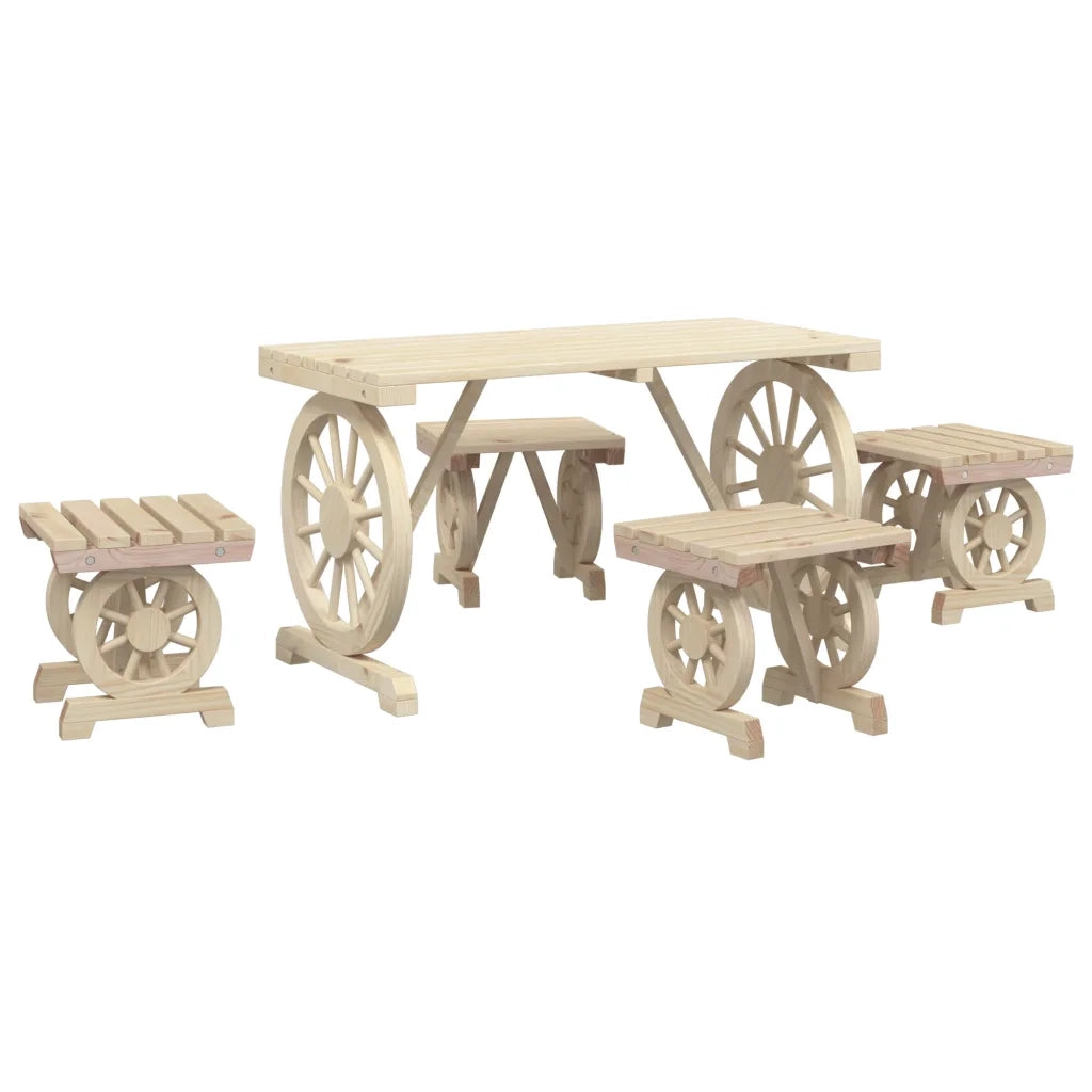 Set da Pranzo da Giardino 5 pz in Legno Massello di Abetecod mxl 116511