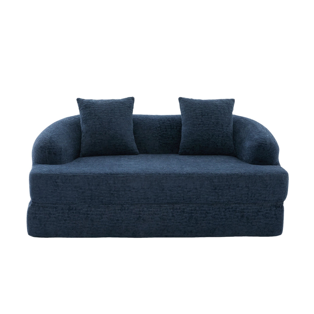 Divano letto 2 posti 157x84x65 cm pieghevole in ciniglia blu navy