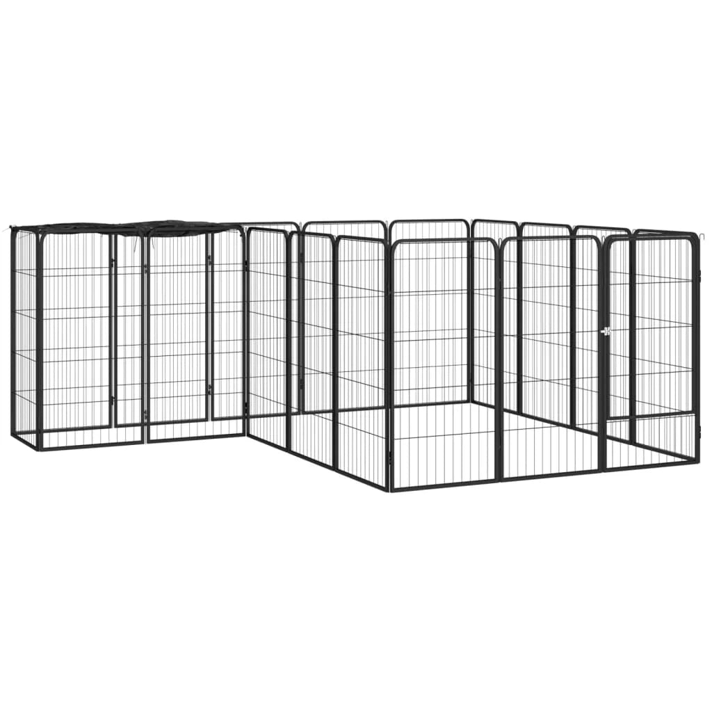 Recinto per cani 18 pannelli 50 x 100 cm acciaio verniciato a polvere nero 02_0043613