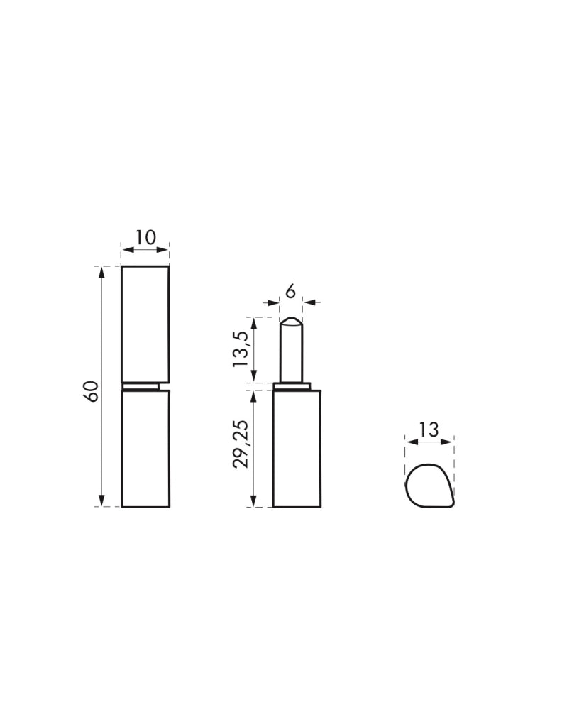 Cerniera a saldare H 60 mm con boccola in ottone – THIRARD