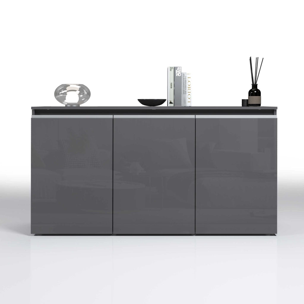 WHOUS Credenza Magic 3 ante antracite lucido 150x40x80 cm