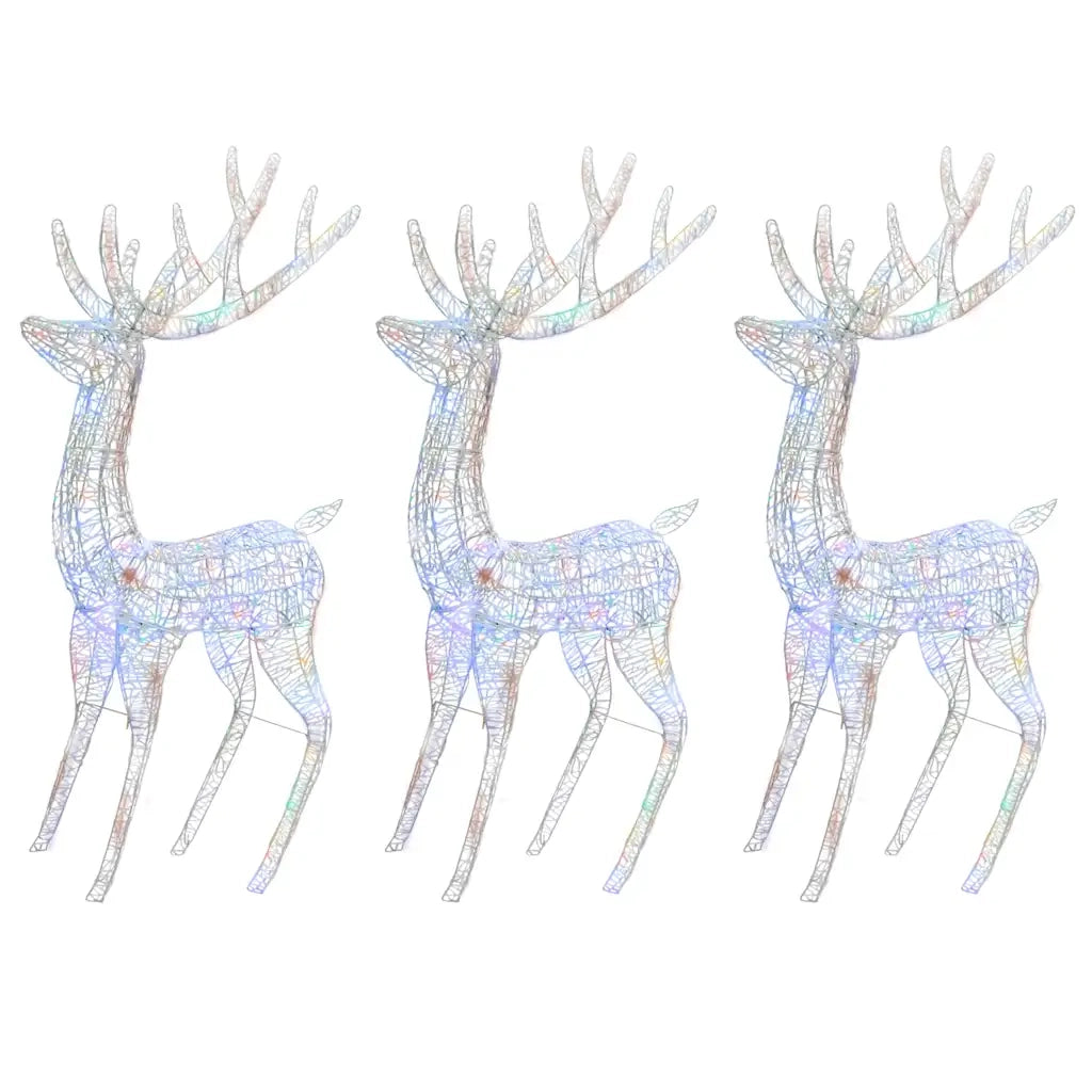 Renne di Natale XXL in Acrilico 250 LED 3 pz 180 cm Multicolore