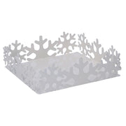 Portatovaglioli metallo fiocco neve bianco quadrato cm 16,5x16,5h5