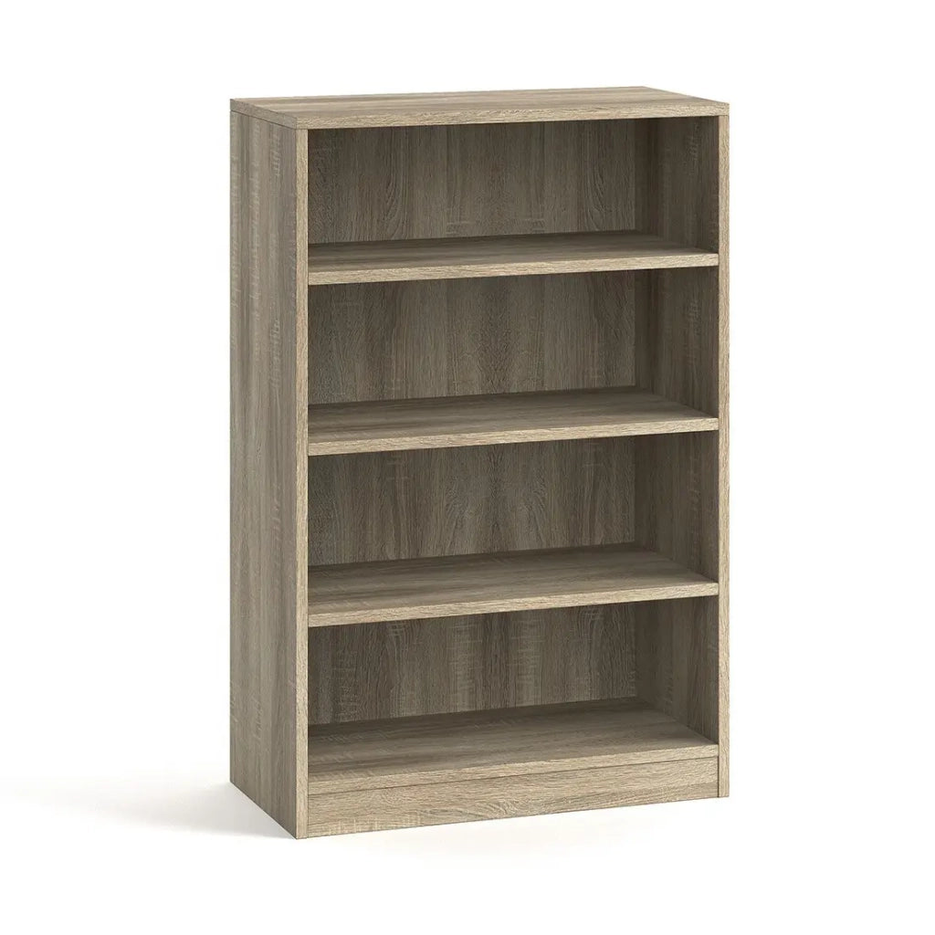 Libreria ampia design a 3 ripiani, colore rovere chiaro collezione TOLLY