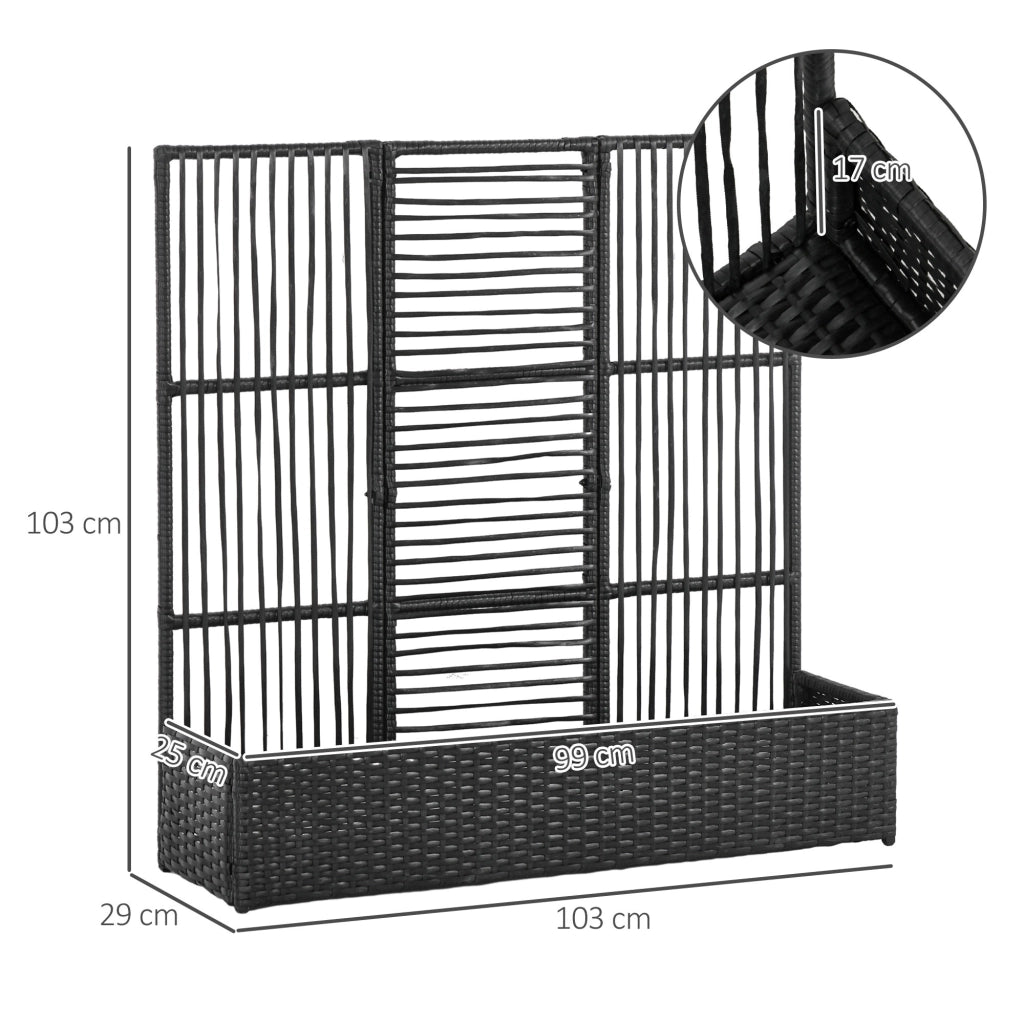 Fioriera con traliccio in polyrattan ¨C zephmum ¨C 103x29x103 cm, nero
