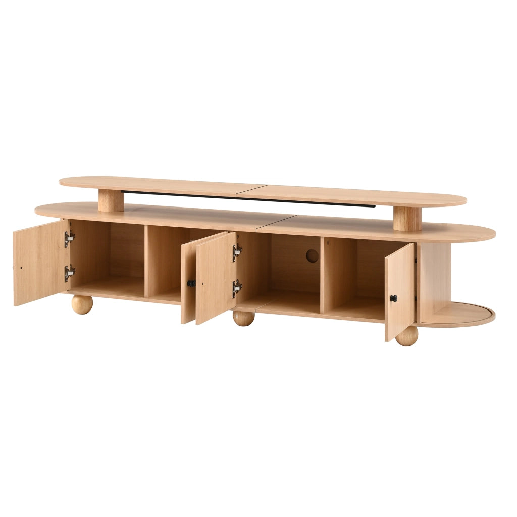 Mobile TV 180x40x48 cm con illuminazione LED ambiente in MDF naturale
