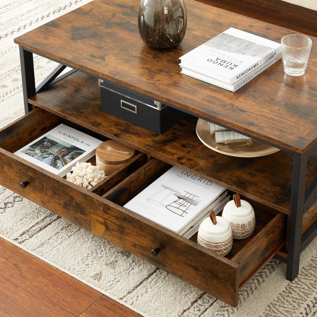 Tavolino da caffè Valora LCT21BXV1 in stile loft marrone rustico