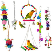 Giocattolo per uccelli, giocattolo da mordere per uccelli, giocattolo in legno con campanello per conuri, falchi, piccoli uccelli, piccioni e canarini (Multi-Colour-A)