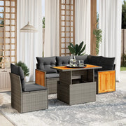 Set Divano da Giardino 6 pz con Cuscini Beige in Polyrattan