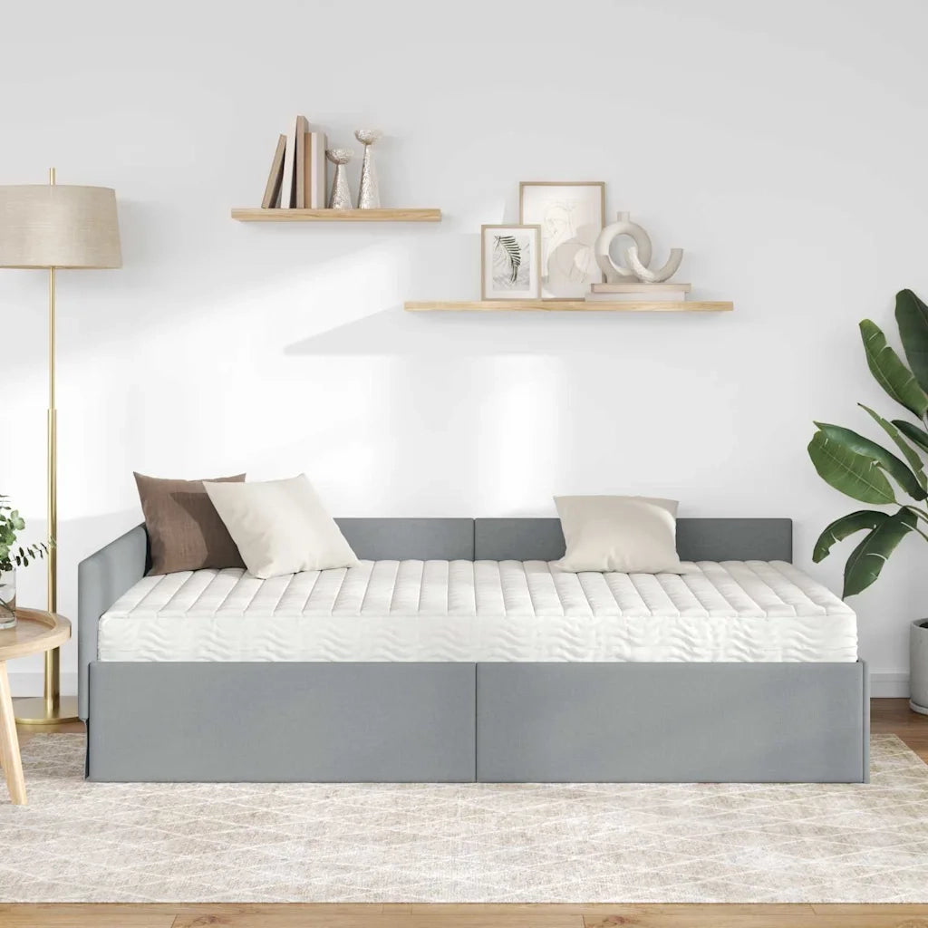 Struttura Letto Angolare con Materasso 2 pz-Giroletto con materasso Grigio chiaro 585346
