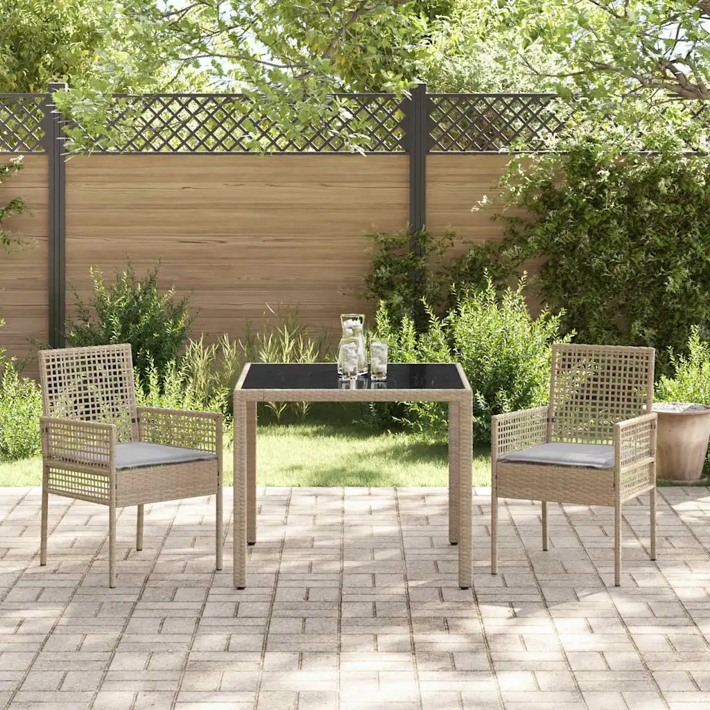 Set da Pranzo per Giardino 3 pz | Set Salotto da Giardino Beige polyrattan