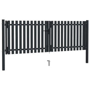 Cancello per Recinzione a doppia Porta in Acciaio 300x75 cm Antracite 146350