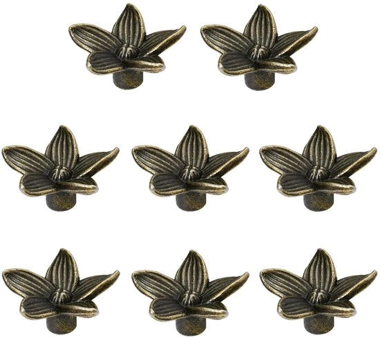 Bronze Lade Maniglie - 8 Pezzi - Maniglie a Fiore per Cassetto - Perfetti per l'Arredamento - Decorazione - Inclusi Viti - Adatti per Mobili.