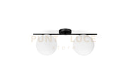 JUGEN BLACK LAMPADARIO DA SOFFITTO 2 LUCI VETRO BIANCO MONTATURA NERA D.20CM ATTACCO E27
