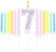 Candela a forma di numero 7 con 12 candele a spirale per bambine