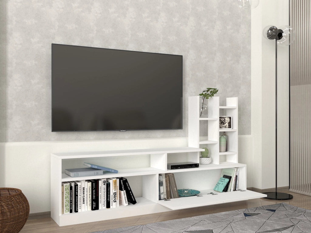 Porta TV in legno "Dolunay" - 164 x 25 x 91 cm - Bianco